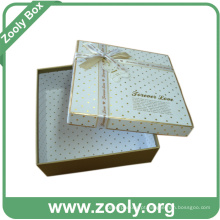 Caixa de lembrança de presente de papel de papelão decorativo com fita